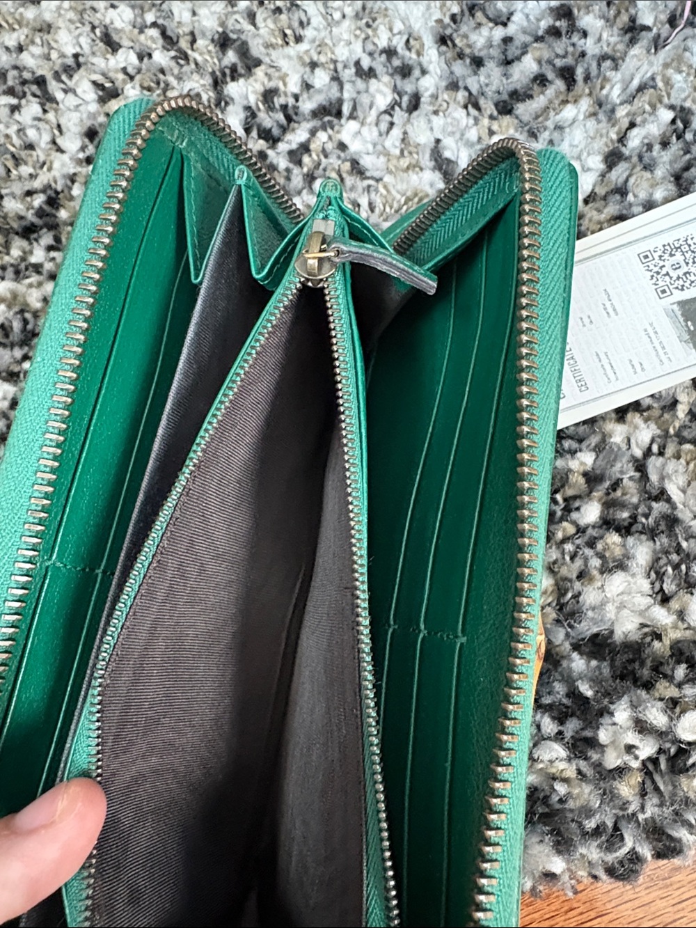 Gucci - Green Leather Bamboo Zip Around Wallet - Picture 9 of 10